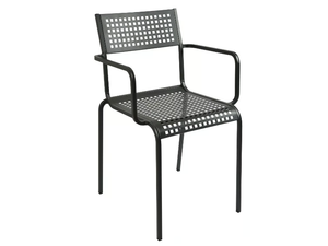 MONELLA 2 - Stackable galvanized steel garden chair with armrests _ RD Italia